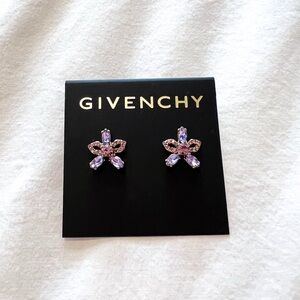 Givenchy Lilac Purple Crystal Floral Stud Earrings